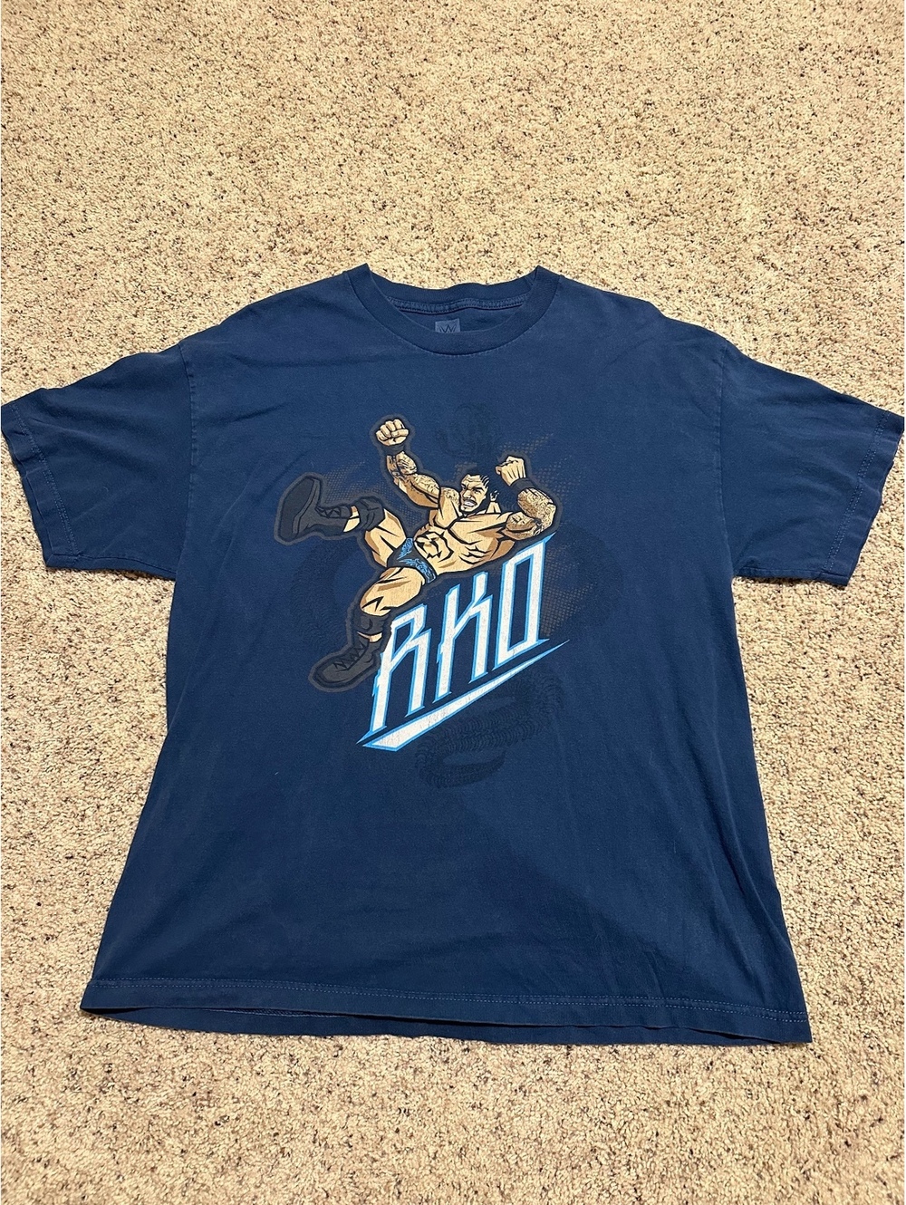 WWE Authentic Randy Orton RKO Graphic T-Shirt XL Navy Blue